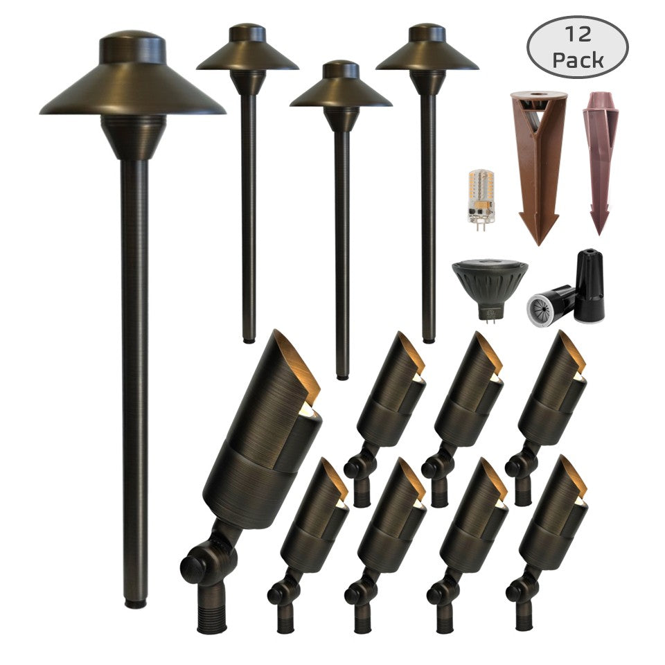 Pack VI -  Solid Brass Low Voltage Outdoor Landscape Light Set