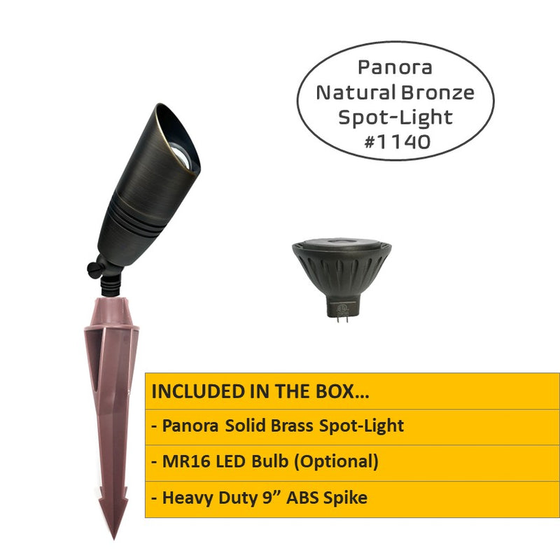 Panora Solid Cast Brass Spot Light Natural Bronze