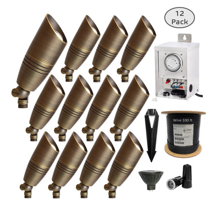 12 Pack Panora Solid Cast Brass Directional Spot Antique Bronze