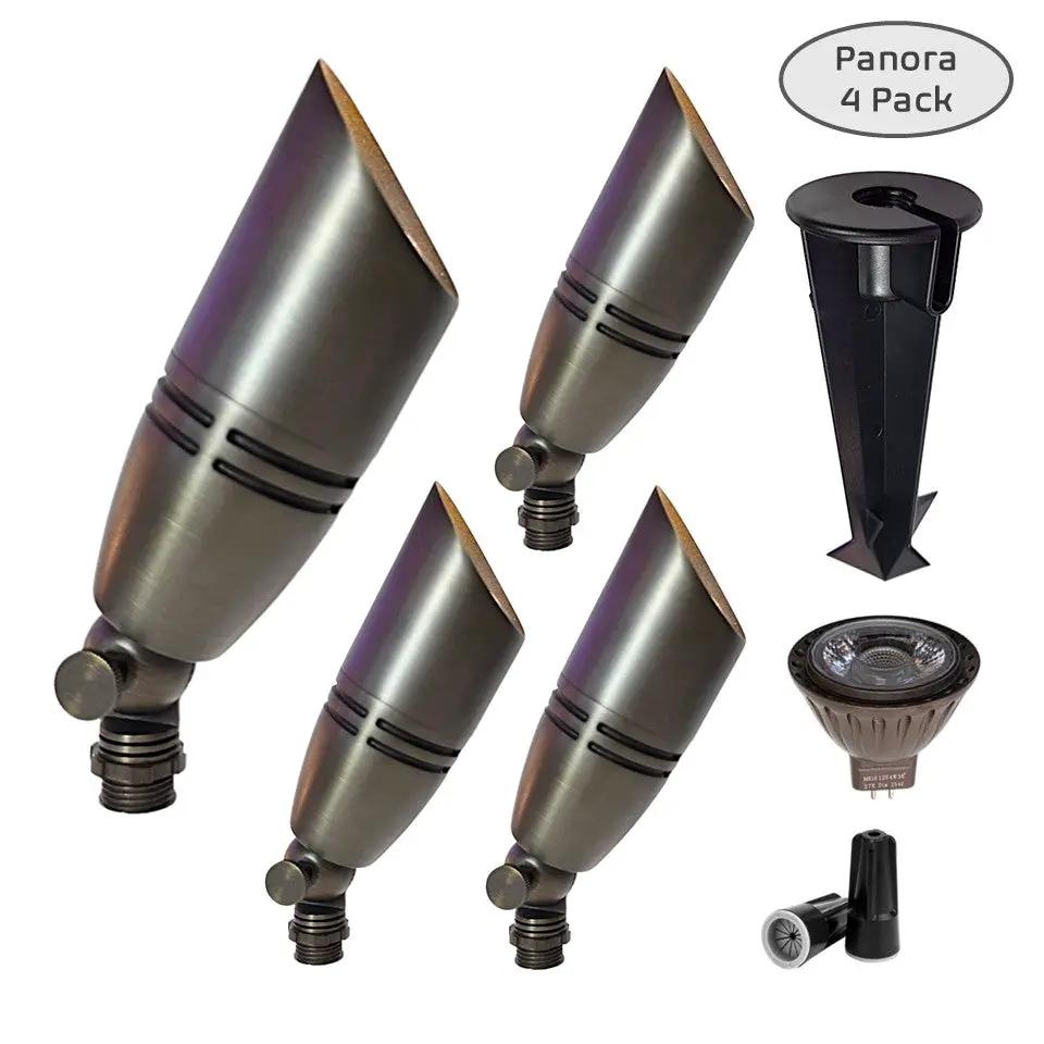 4 Pack Panora Cast Brass Spotlight for Outdoor Landscape Lighting by Lumiere Lighting