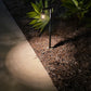 Pendule solid cast brass black lantern path light with LED, lighting walkway amid mulch and plants