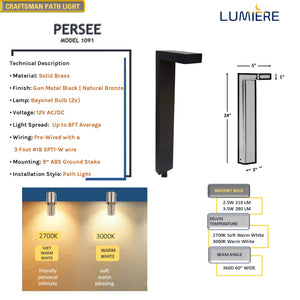 Persee Craftsman Solid Brass Contemporary Pathway Light
