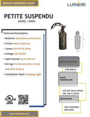 Petite Suspendu Cast Brass Pedant-Hanging Light