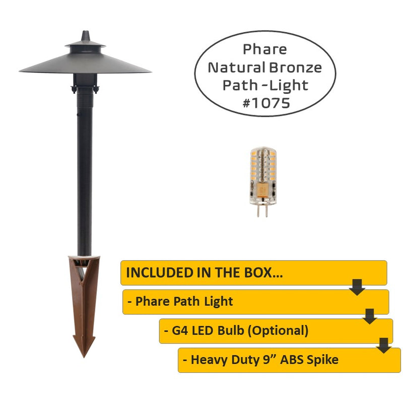 Phare  Solid Cast Brass Adjustable Pathway Light Natural Bronze