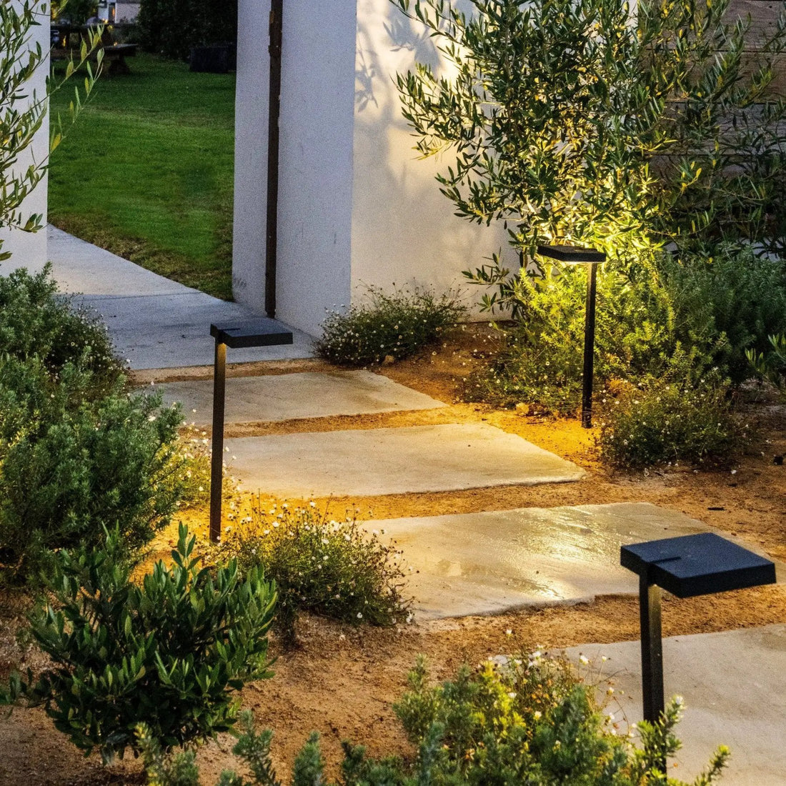 Pathway Light Column Large Plateau Cast Brass Contemporary Pathway Light Gun Metal Black
