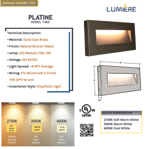 Platine Solid Brass Deck Step Light