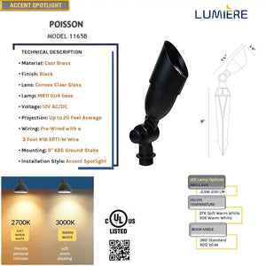 Poisson Cast Brass Directional Spotlight For Outdoor Low Voltage Lighting by Lumiere Lighting