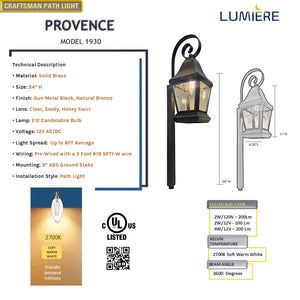 Provence Solid Brass Craftsman Decorative Pathway Light