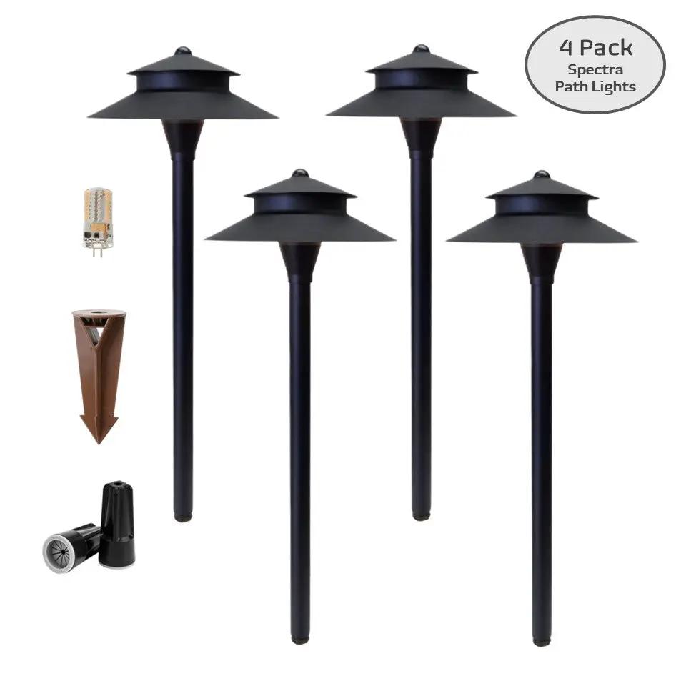 4 Pack Spectra Solid Brass Low Voltage Pathway Lights by Lumiere Lighting