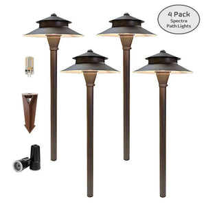 4 Pack Spectra Solid Brass Low Voltage Pathway Lights by Lumiere Lighting
