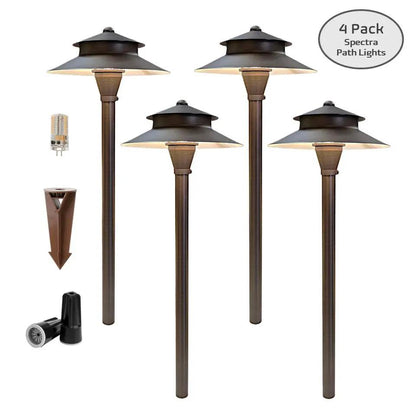 4 Pack Spectra Solid Brass Low Voltage Pathway Lights by Lumiere Lighting