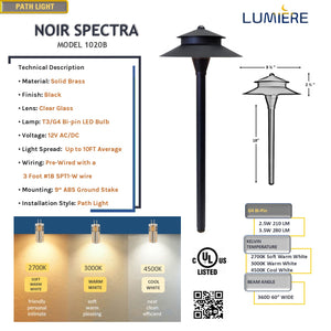 4 Pack Noir Spectra Solid Brass Black Pathway Lights