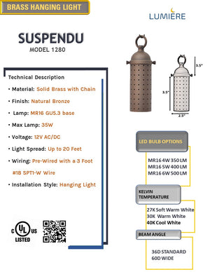 Suspendu - Low Voltage LED Brass Pedant-Hanging Light