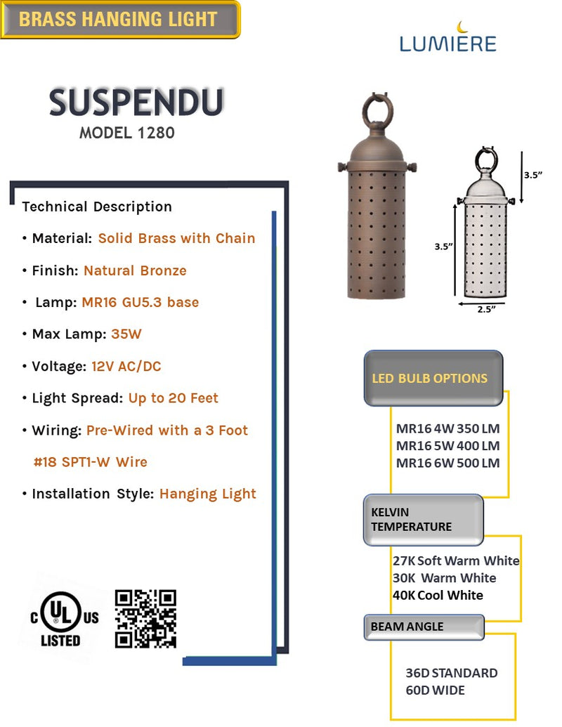 Suspendu - Low Voltage LED Brass Pedant-Hanging Light