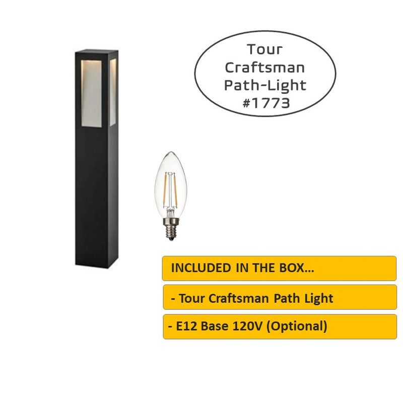 Tour Solid Brass Craftsman Bollard Pathway Light