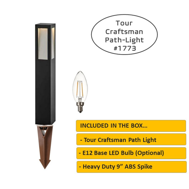 Tour Solid Brass Craftsman Bollard Pathway Light