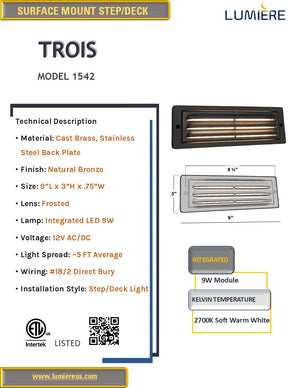 Trois Cast Brass Step & Deck Low Voltage Light