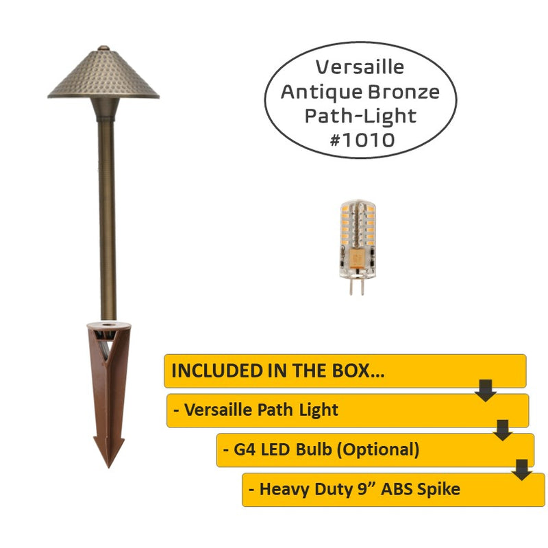 Versaille Solid Brass Hammered Path & Area Light Antique Bronze