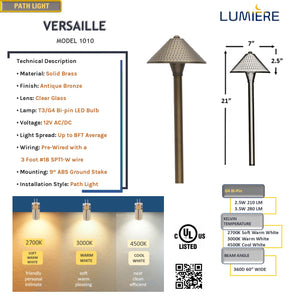 4 Pack Versaille Solid Brass Path & Area  Light - Professional Landscape Lighting