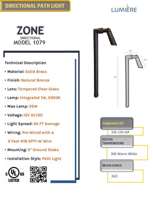 Zone Solid Brass Directional Pathway Landscape Lighting