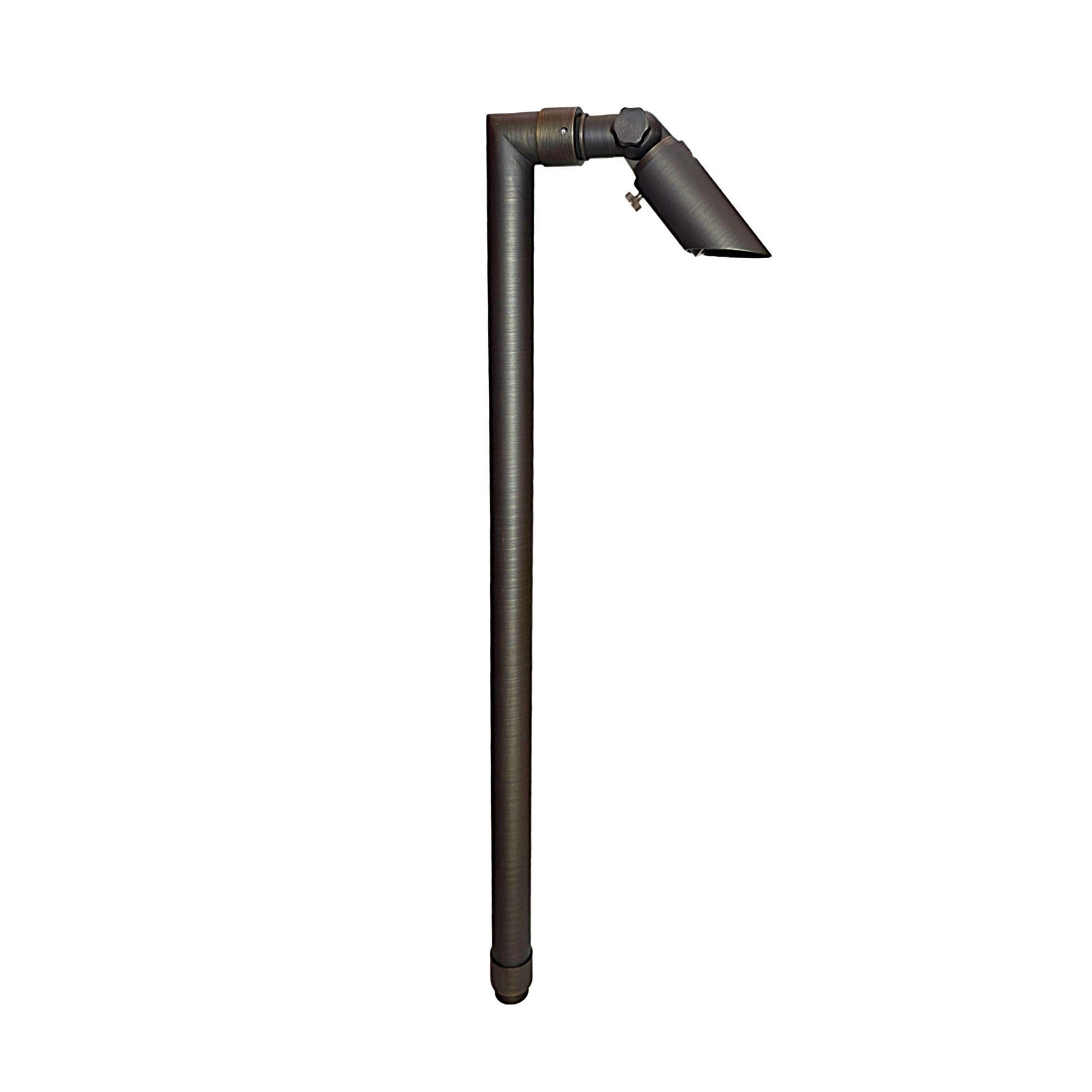 Zone Solid Brass Directional Path Light on a tall post with angled bronze head