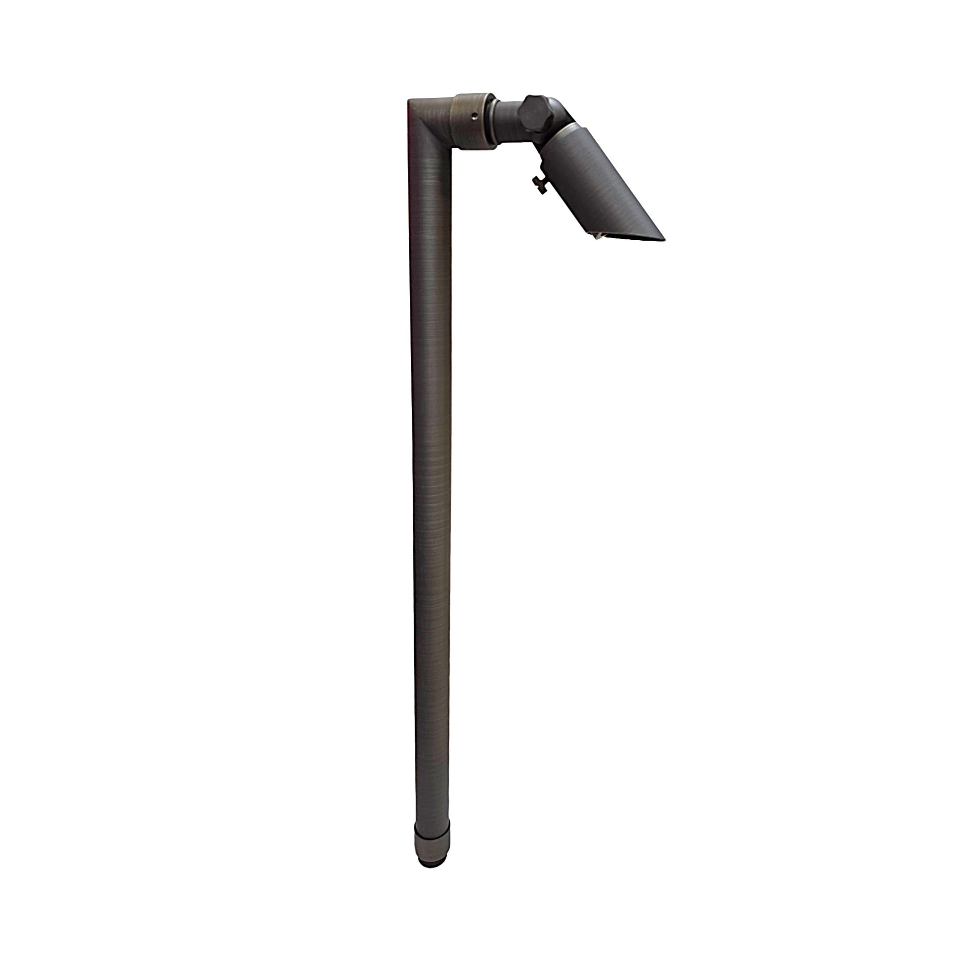 Zone Solid Brass Directional Path Light on a stake with adjustable head for focused outdoor lighting.