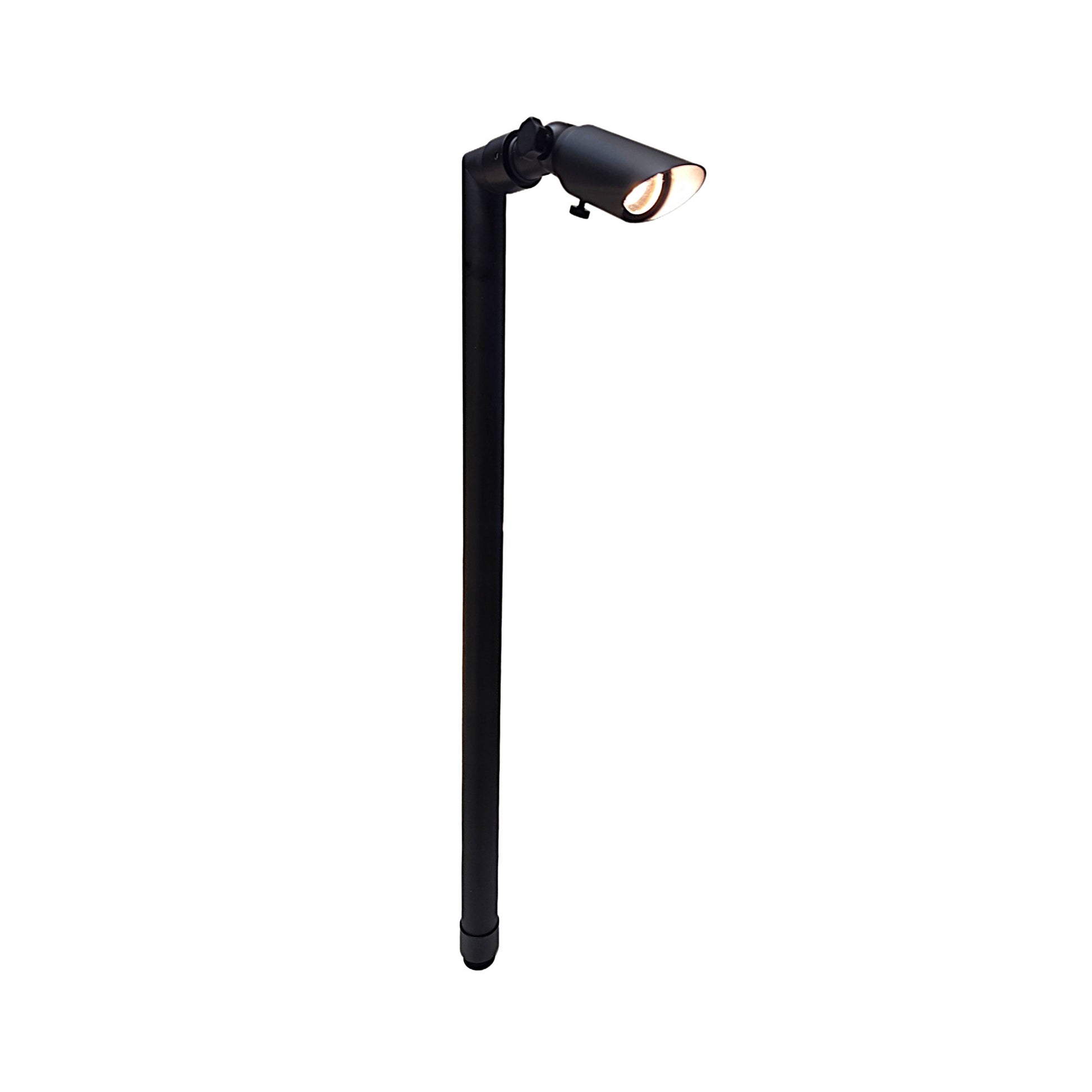 Zone Solid Brass Directional Path Light on a stake with adjustable head for outdoor lighting.