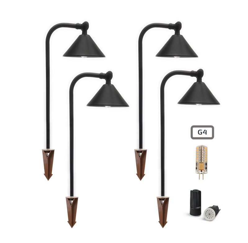 4 Pack NoirCasquette Solid Brass Pathway Light - Lumiere Lighting
