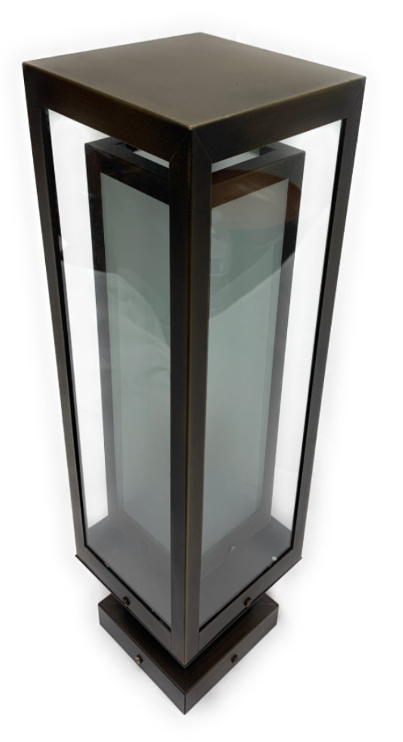 Monaco Solid Brass Craftsman Column Mount Pilaster Lantern | Outdoor Lighting - Lumiere Lighting