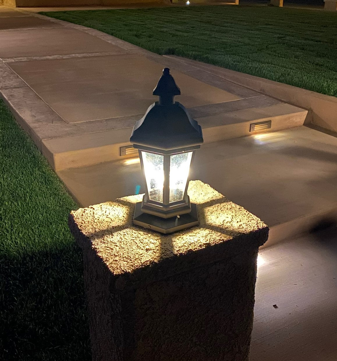 Normandie Solid Brass Craftsman Column Mount Pilaster Lantern Light