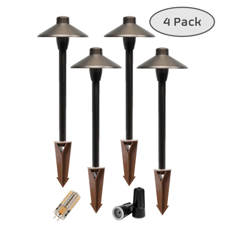 Chapelle 4 Pack Solid Cast Brass Pathway Light - Natural Bronze