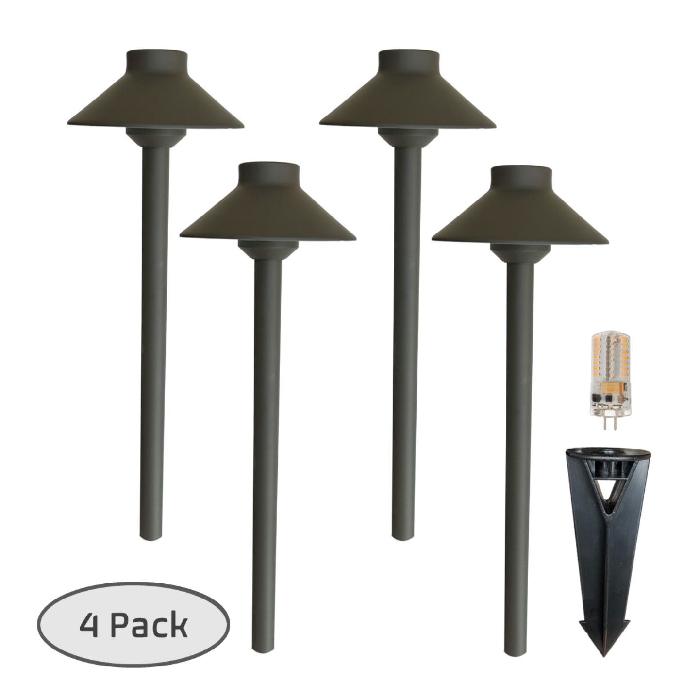 Cascade 4 Pack Solid Cast Brass Pathway Light - Architectural Landscap