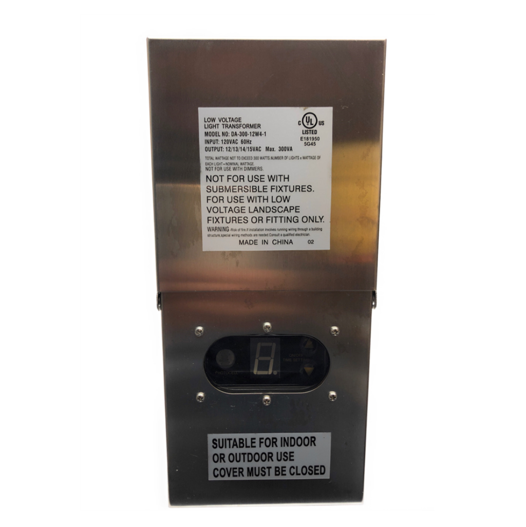 LUME-PRO Low Voltage Transformer Stainless Steel 300W with Digital Timer &  Photocell Build-In