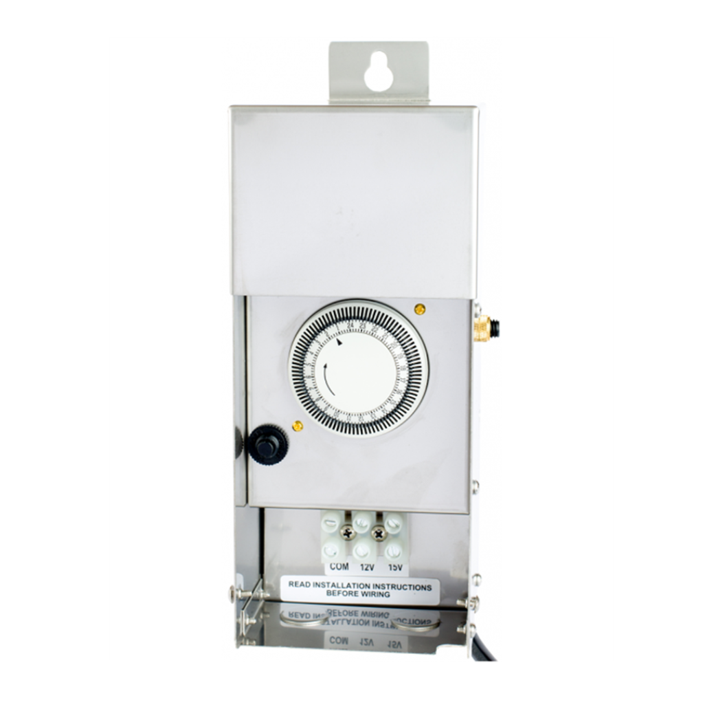 200W Low Voltage Transformer Stainless Steel, Multi-Tap With Timer & Photocell Build-In