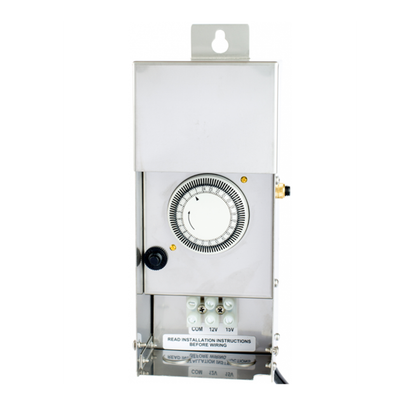 200W Low Voltage Transformer Stainless Steel, Multi-Tap With Timer & Photocell Build-In