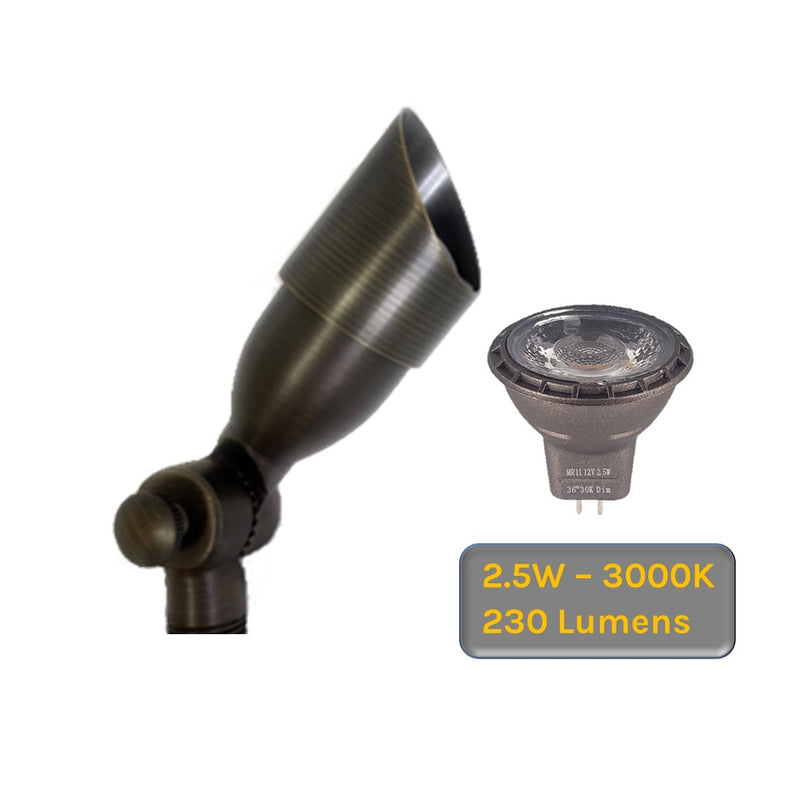 Poisson Solid Cast Brass Spot Light Natural Bronze