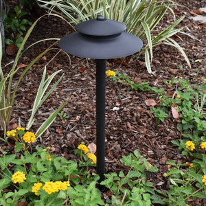 Noir Spectra Black Solid Brass Two Tiered Path Light Outdoor Landscape Lighting by Lumiere Lighting
