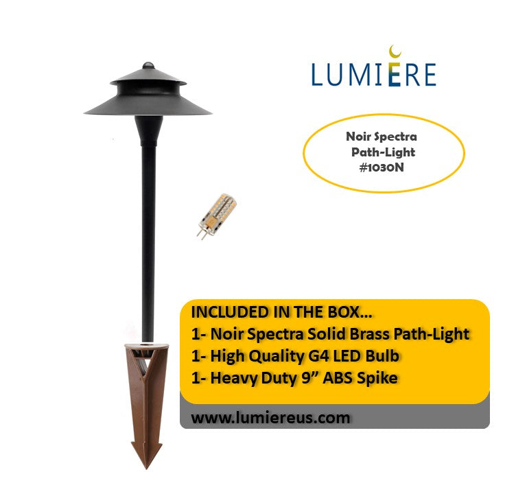 6 Pack Noir Spectra Solid Brass Spread Pathway Light - Professional Landscape Lighting - Lumiere Lighting