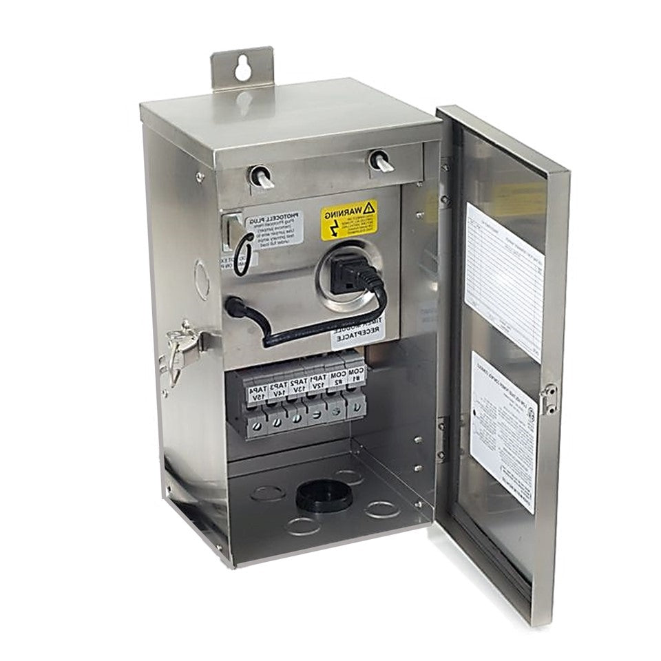 600W Heavy-duty Stainless Steel Multi-Tap Low Voltage Transformer for Landscape Lighting